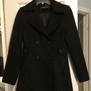 Black Wool-blend coat by Moda International